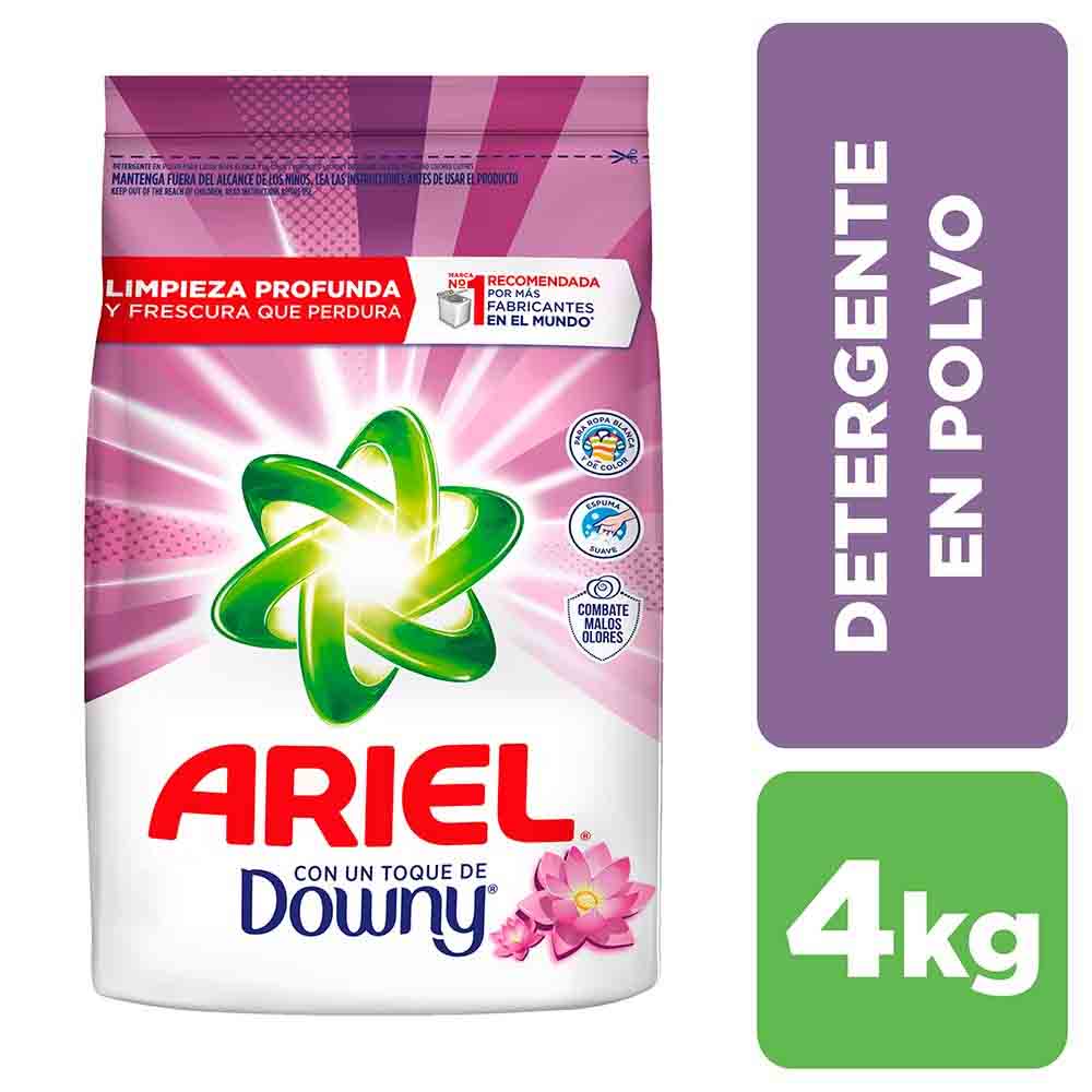 Detergente en Polvo ARIEL Toque Downy Bolsa 4Kg