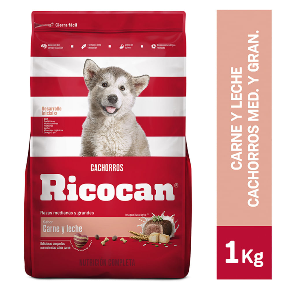 Comida para Perros RICOCAN Cachorros Razas Medianas Carne y 