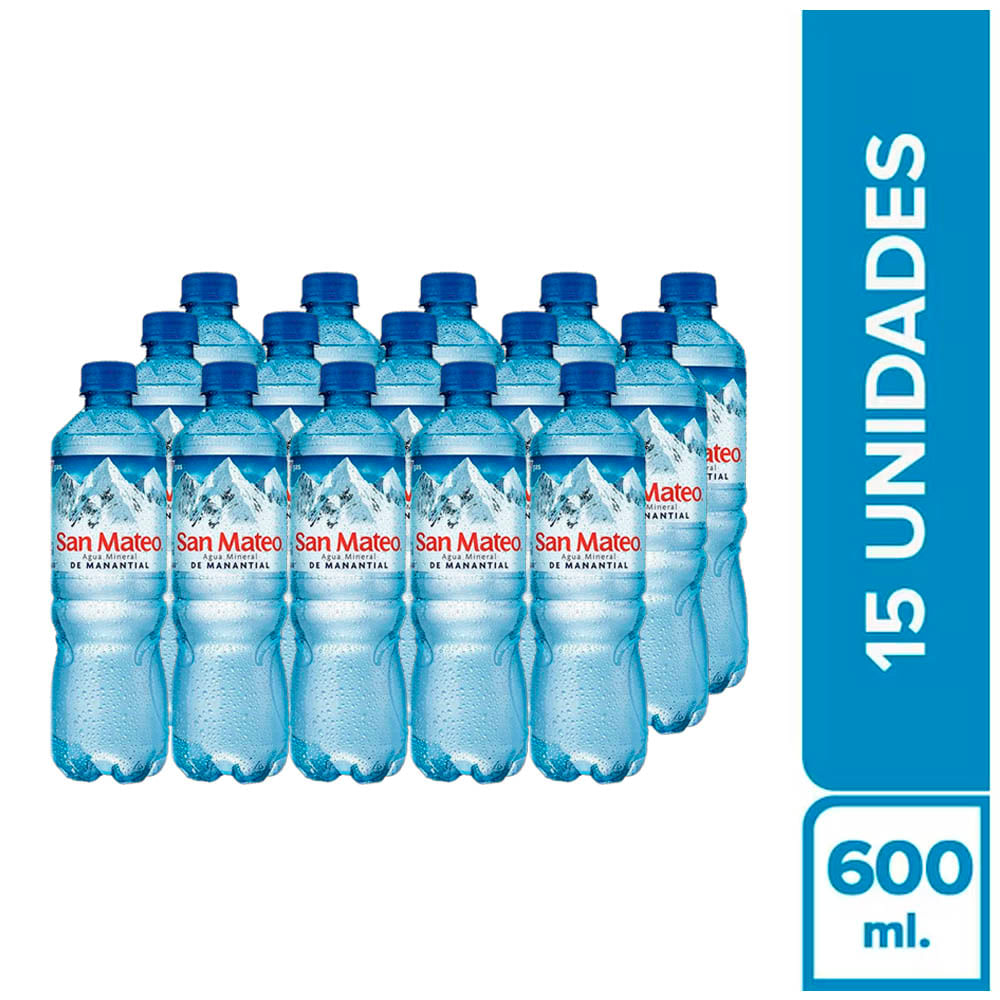 Agua SAN MATEO Con Gas Paquete 15u Botella 600ml