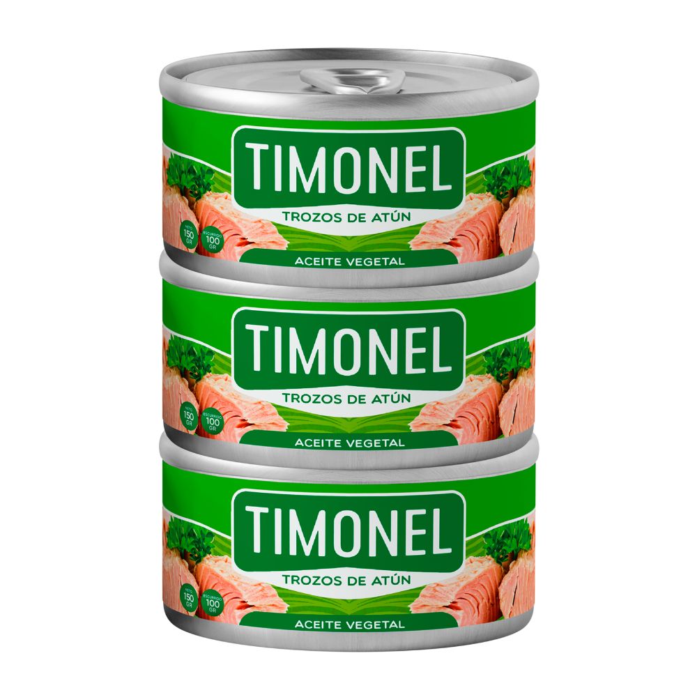 Trozos de atún TIMONEL en Aceite Vegetal 150gr