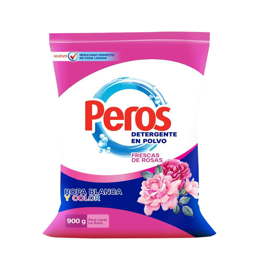 Detergente en Polvo PEROS Floral Bolsa 900g