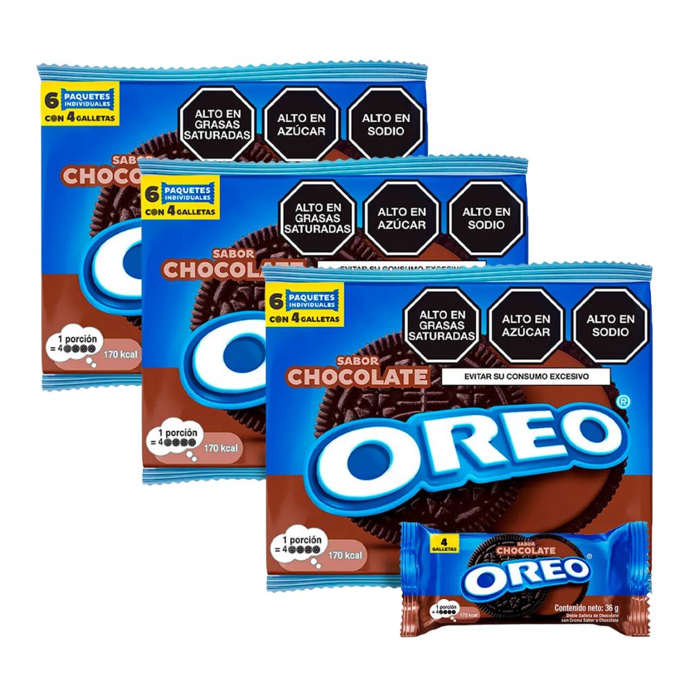 Galletas OREO Chocolate Sixpack 216g x3u