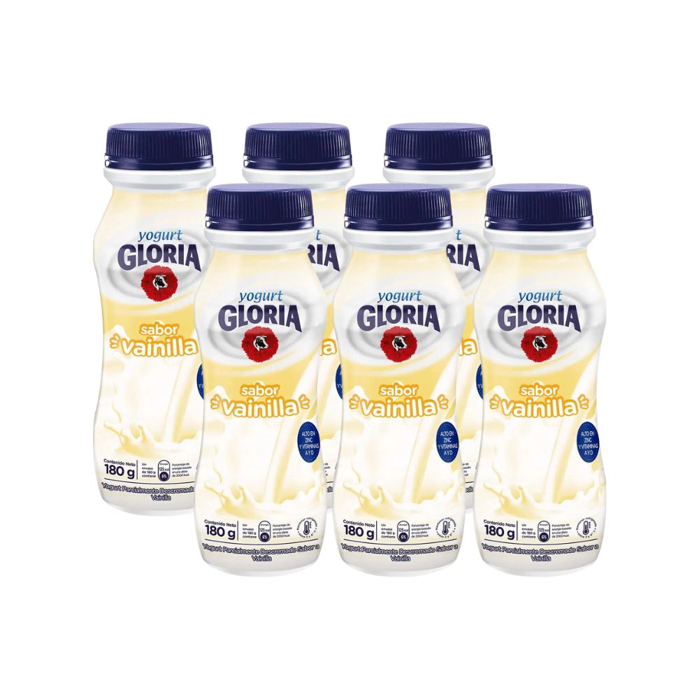 Yogurt Bebible GLORIA Sabor a Vainilla Botella 180g Paquete 