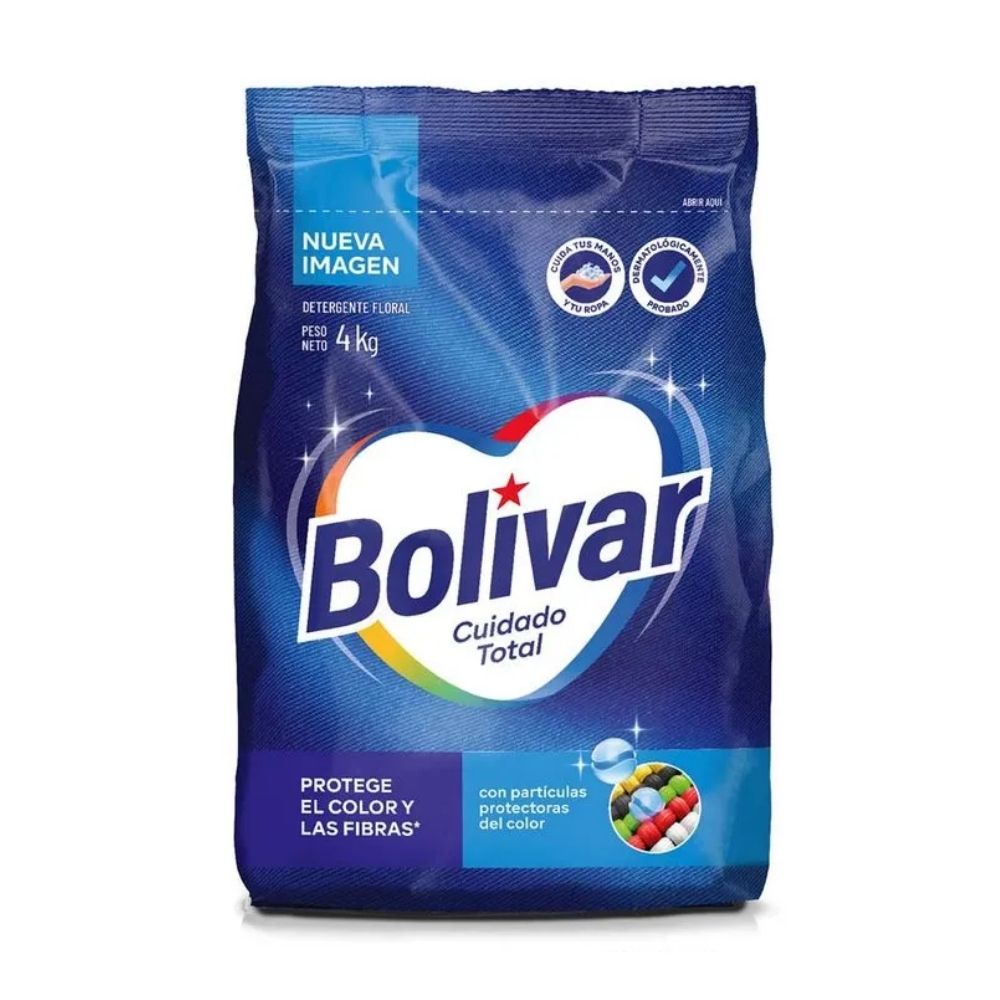 Detergente en Polvo BOLIVAR Cuidado Total Bolsa 4Kg