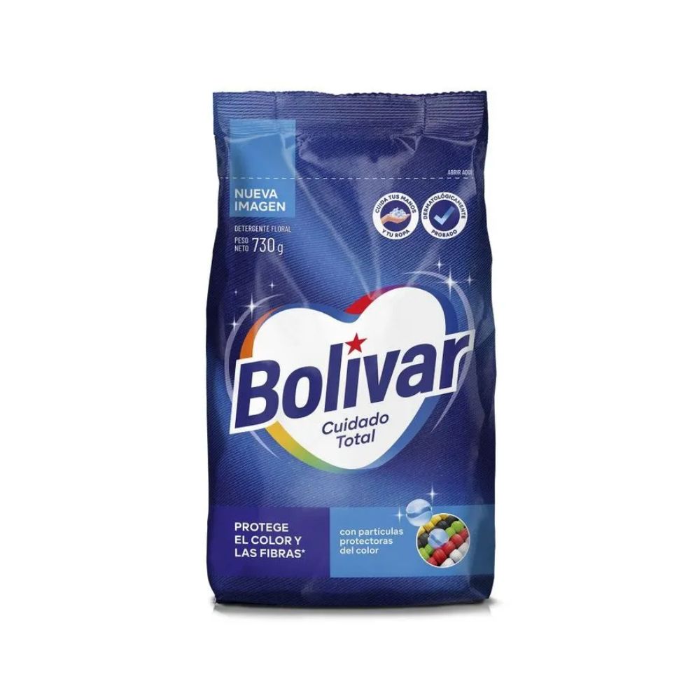 Detergente en Polvo BOLIVAR Cuidado Total Bolsa 730gr