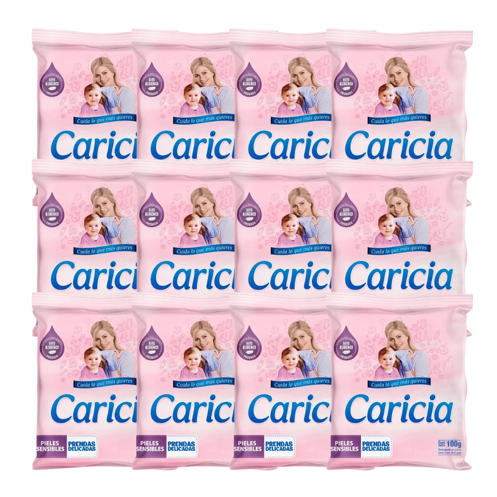 Detergente en Polvo CARICIA Ropa Delicada Bolsa 100g x12u