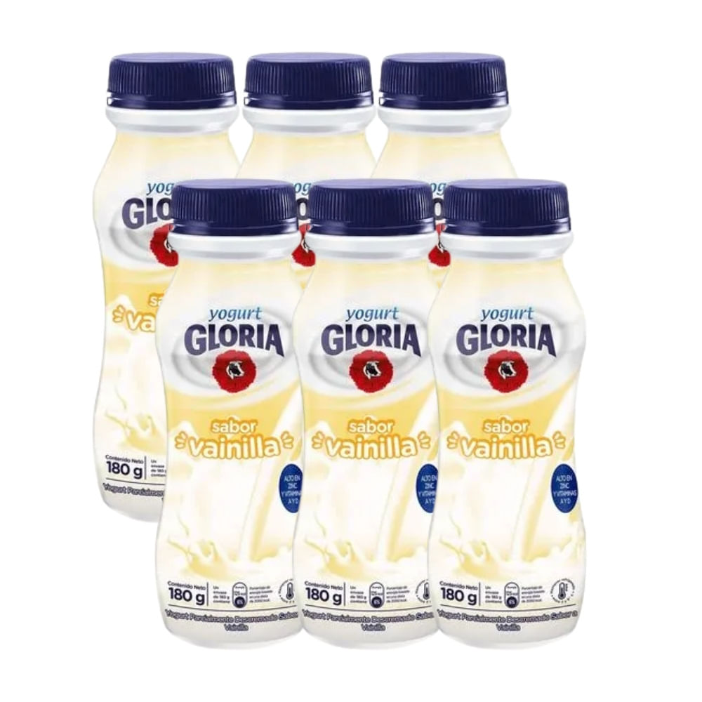 Yogurt Bebible GLORIA Sabor a Vainilla Botella 180g x6u