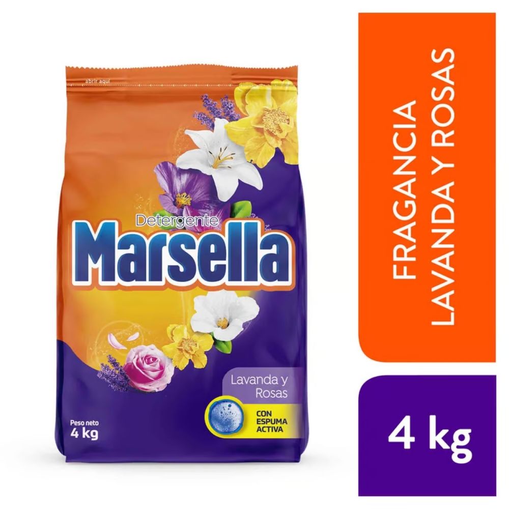Detergente en Polvo MARSELLA Lavanda y Rosas Bolsa 4kg