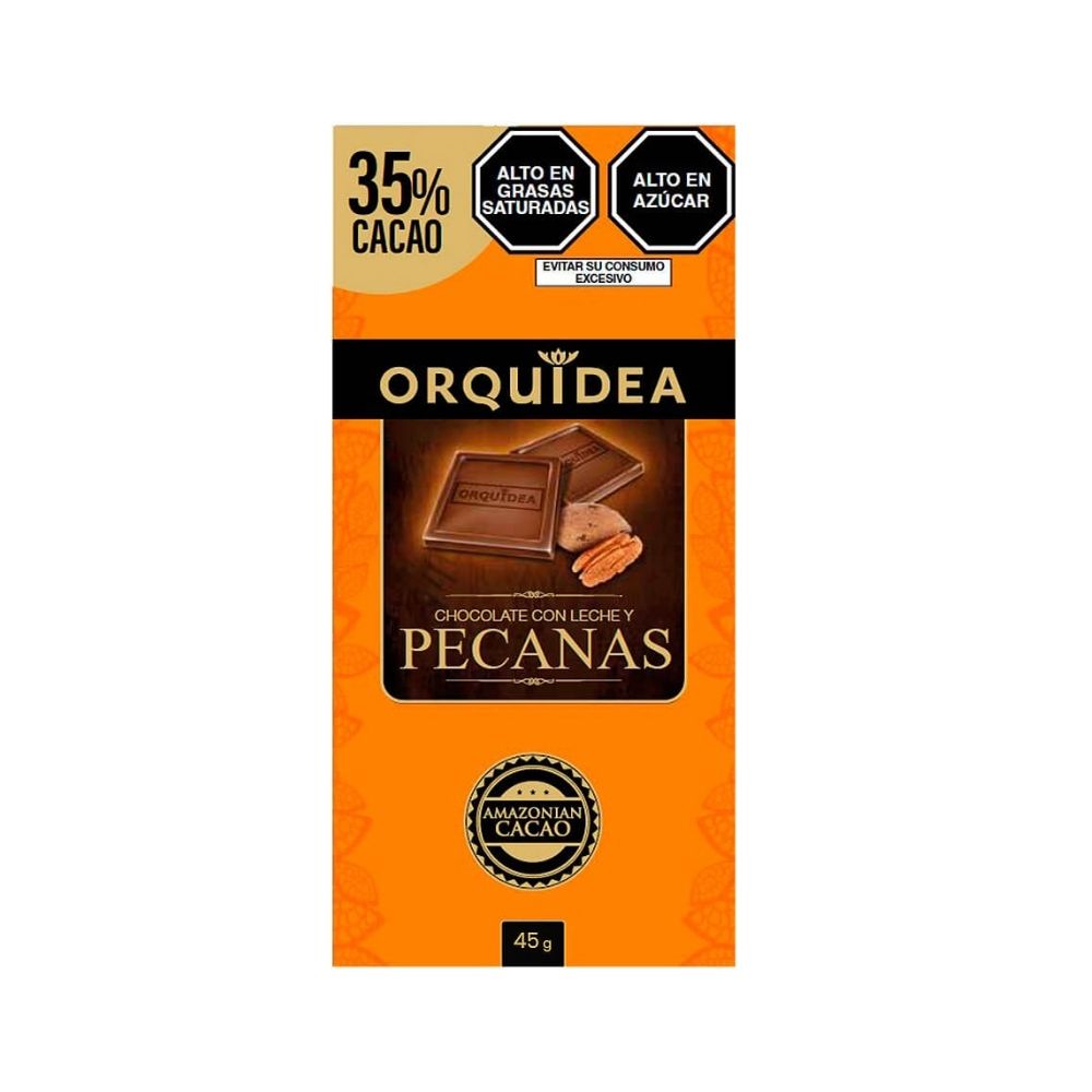 Chocolate Con Leche y Pecanas ORQUÍDEA 35% Cacao 45gr