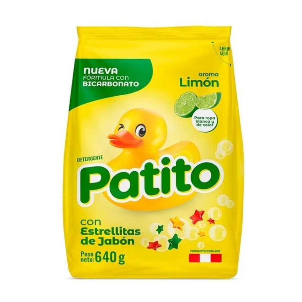 Detergente en Polvo PATITO Bicarbonato Aroma Limón Bolsa 640