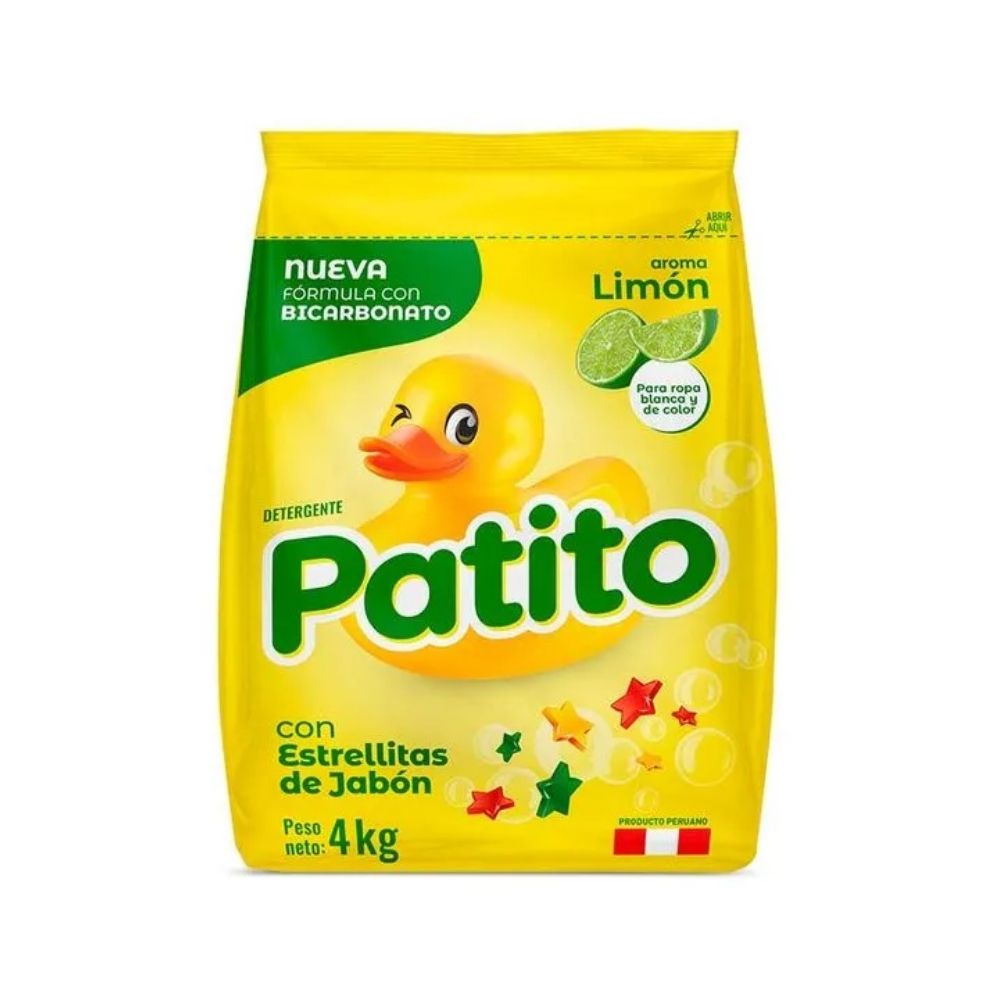 Detergente en Polvo PATITO Bicarbonato Aroma Limón Bolsa 4kg