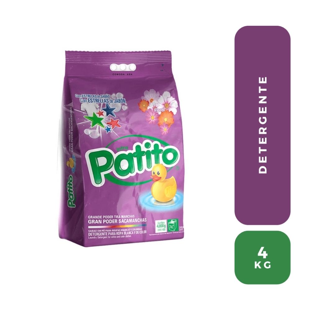 Detergente en Polvo PATITO Bicarbonato Aroma Floral Bolsa 4k