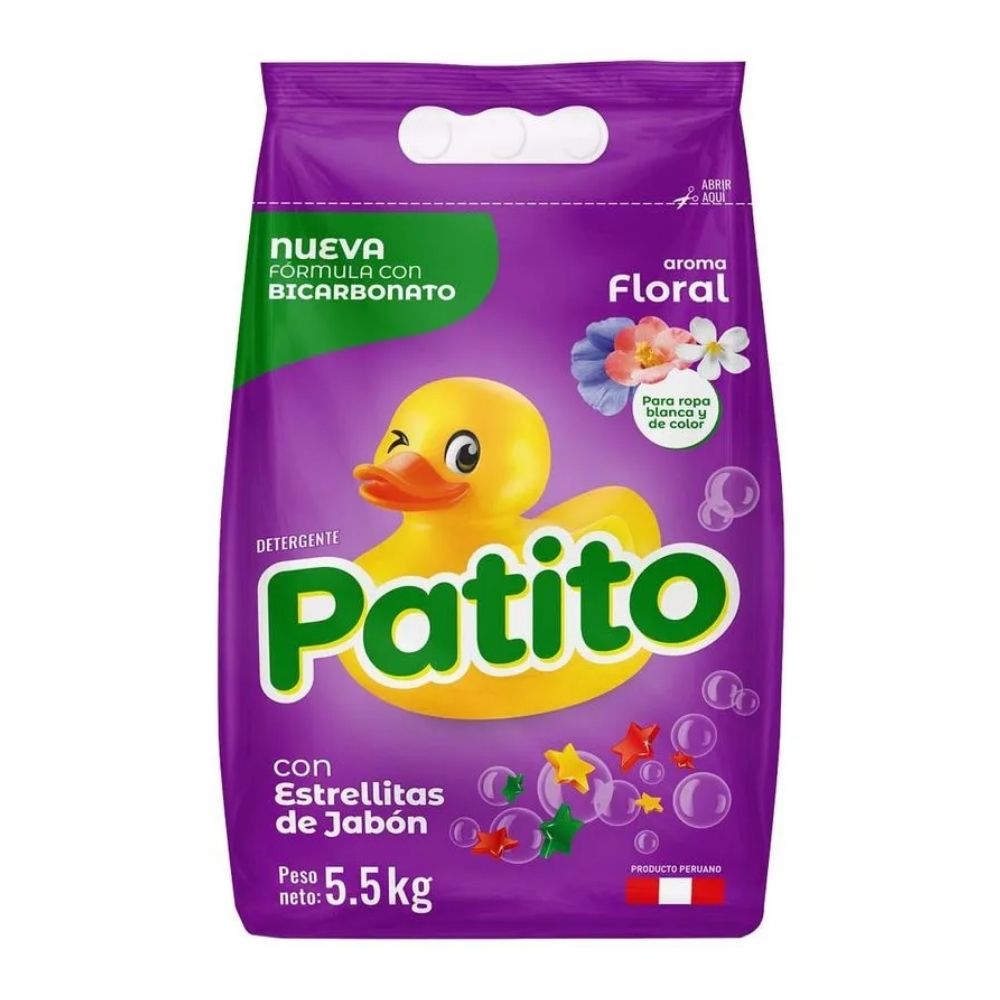 Detergente en Polvo PATITO Bicarbonato Aroma floral Bolsa 5.