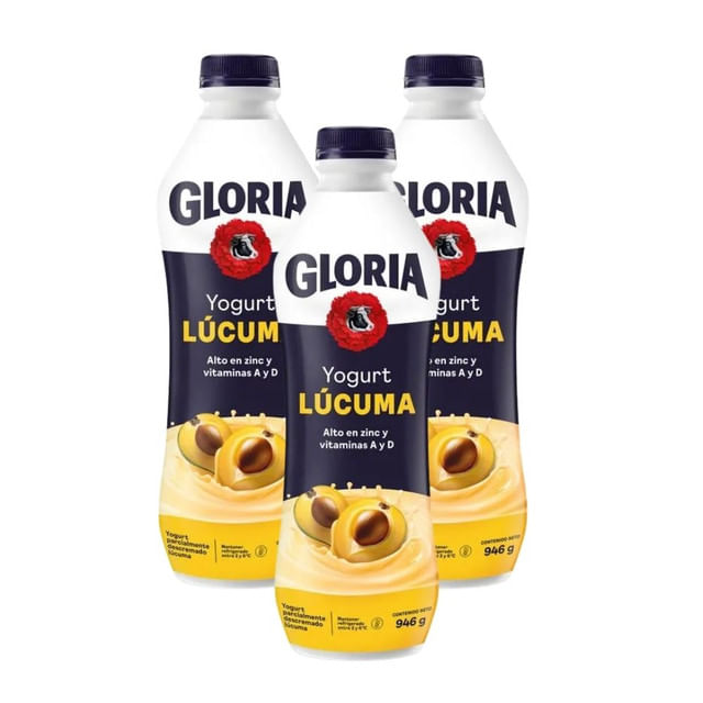 Yogurt Bebible GLORIA Lúcuma Botella 946g x3u