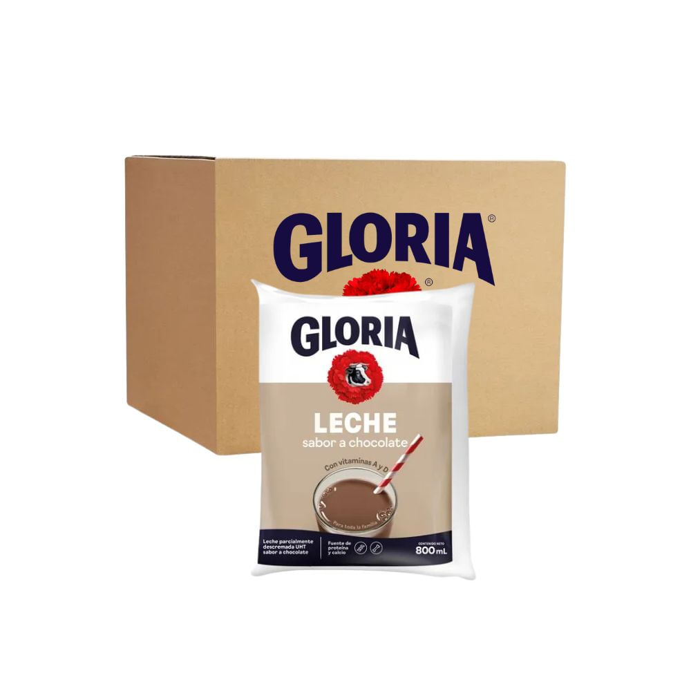 Leche Chocolatada UHT GLORIA Bolsa 800ml caja 12u