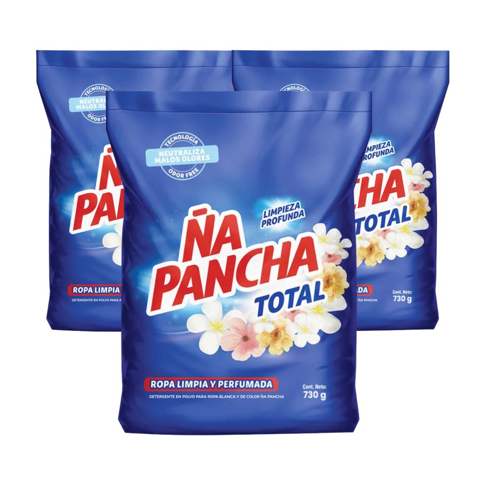 Detergente en Polvo ÑA PANCHA Total Bolsa 730g x3u
