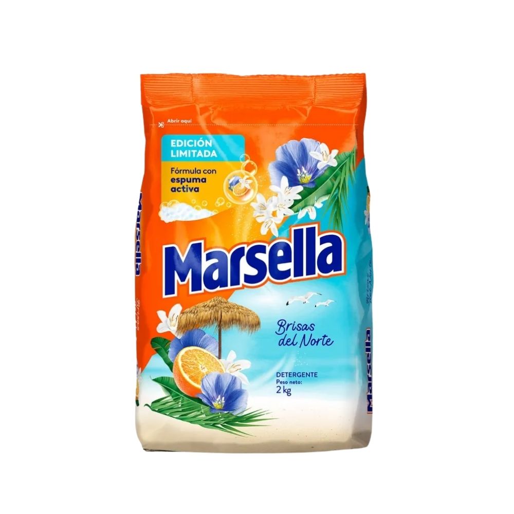 Detergente en Polvo MARSELLA Brisas del Norte Bolsa 2Kg