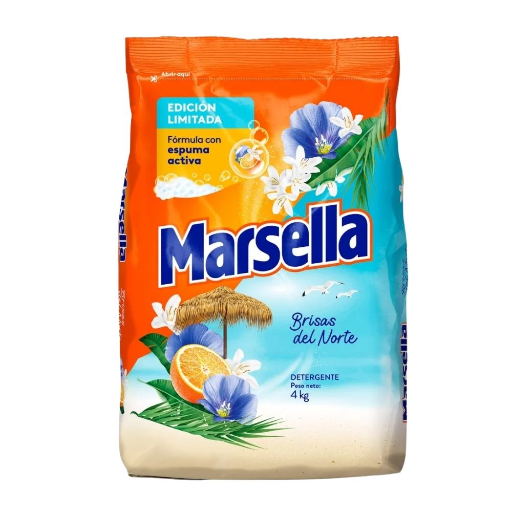 Detergente en Polvo MARSELLA Brisas del Norte Bolsa 4Kg