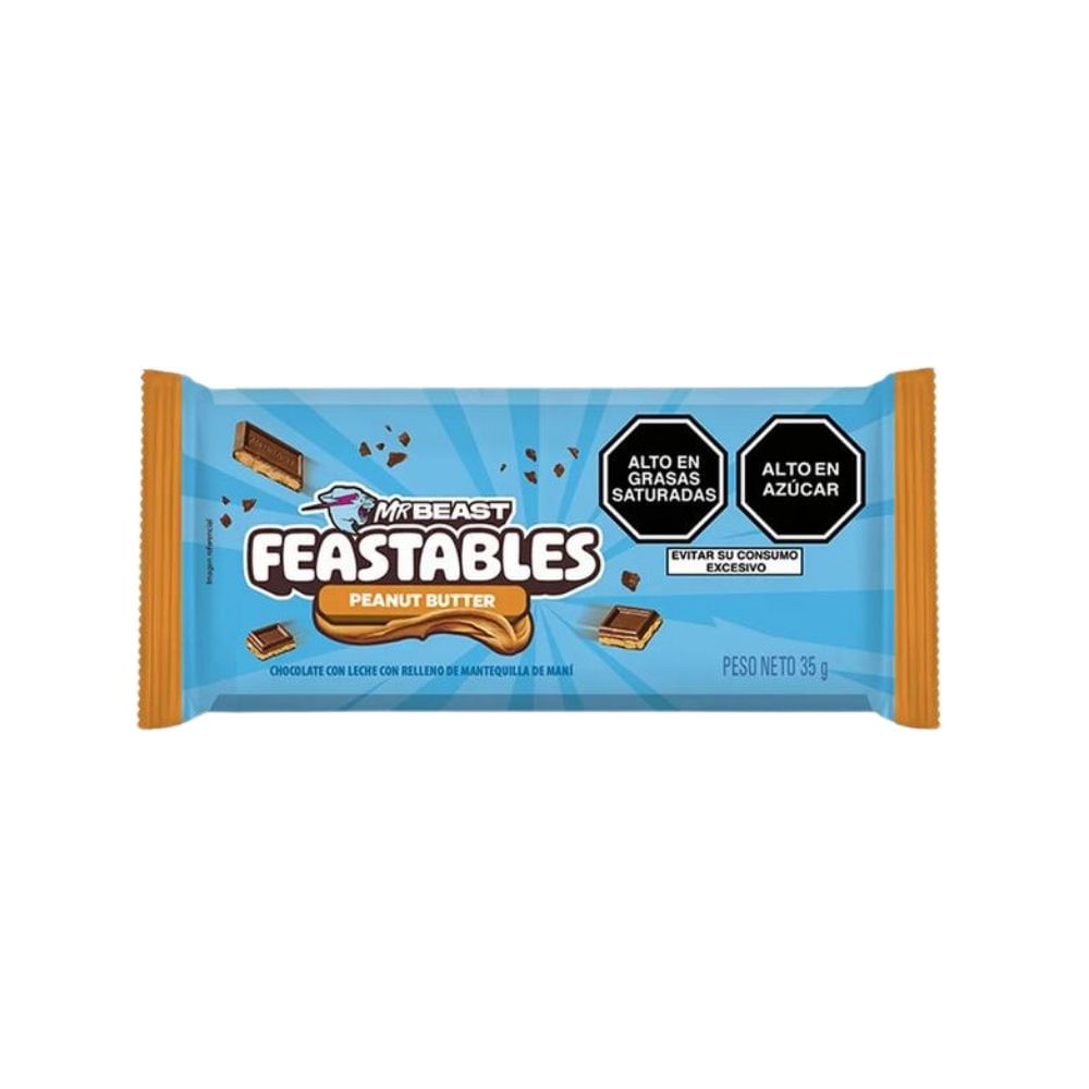Chocolate MR BEAST FEASTABLES Peanut Butter Empaque 35gr