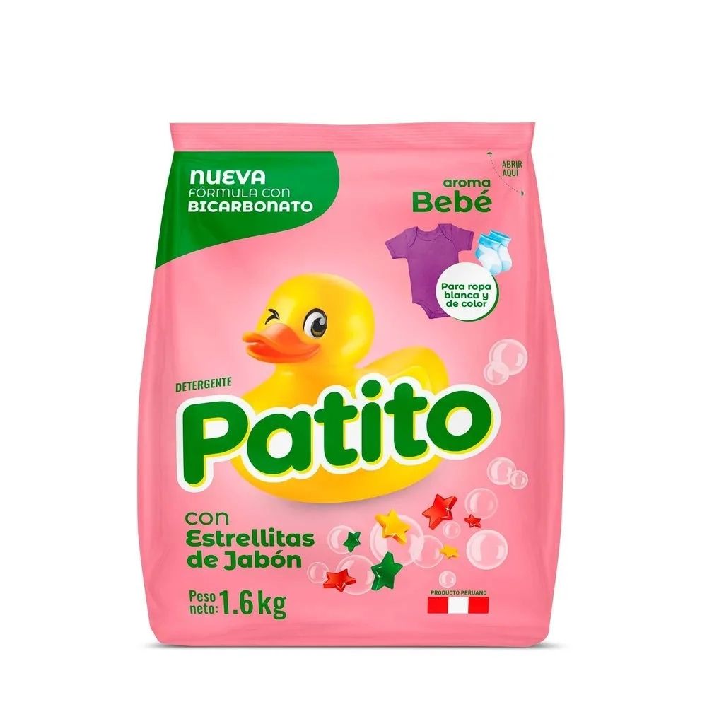 Detergente en Polvo PATITO Bicarbonato Aroma Bebé Bolsa 1.6k