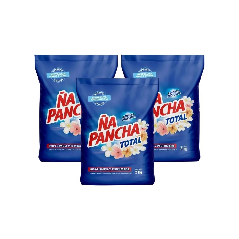 Detergente en Polvo ÑA PANCHA Total Bolsa 2Kg x3u