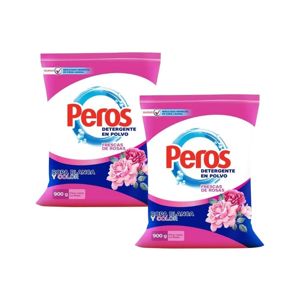 Detergente en Polvo PEROS Floral Bolsa 900g x2u