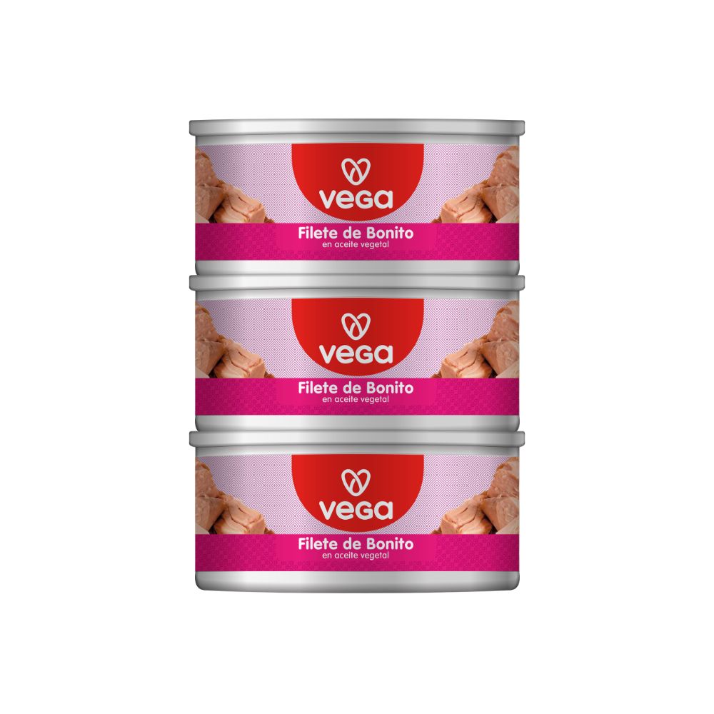 Filete de Bonito VEGA en Aceite Vegetal Lata 170gr Pack 3 Un