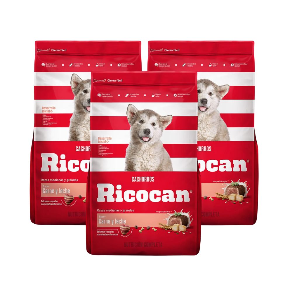 Comida para Perros RICOCAN Cachorros Razas Medianas Carne y 