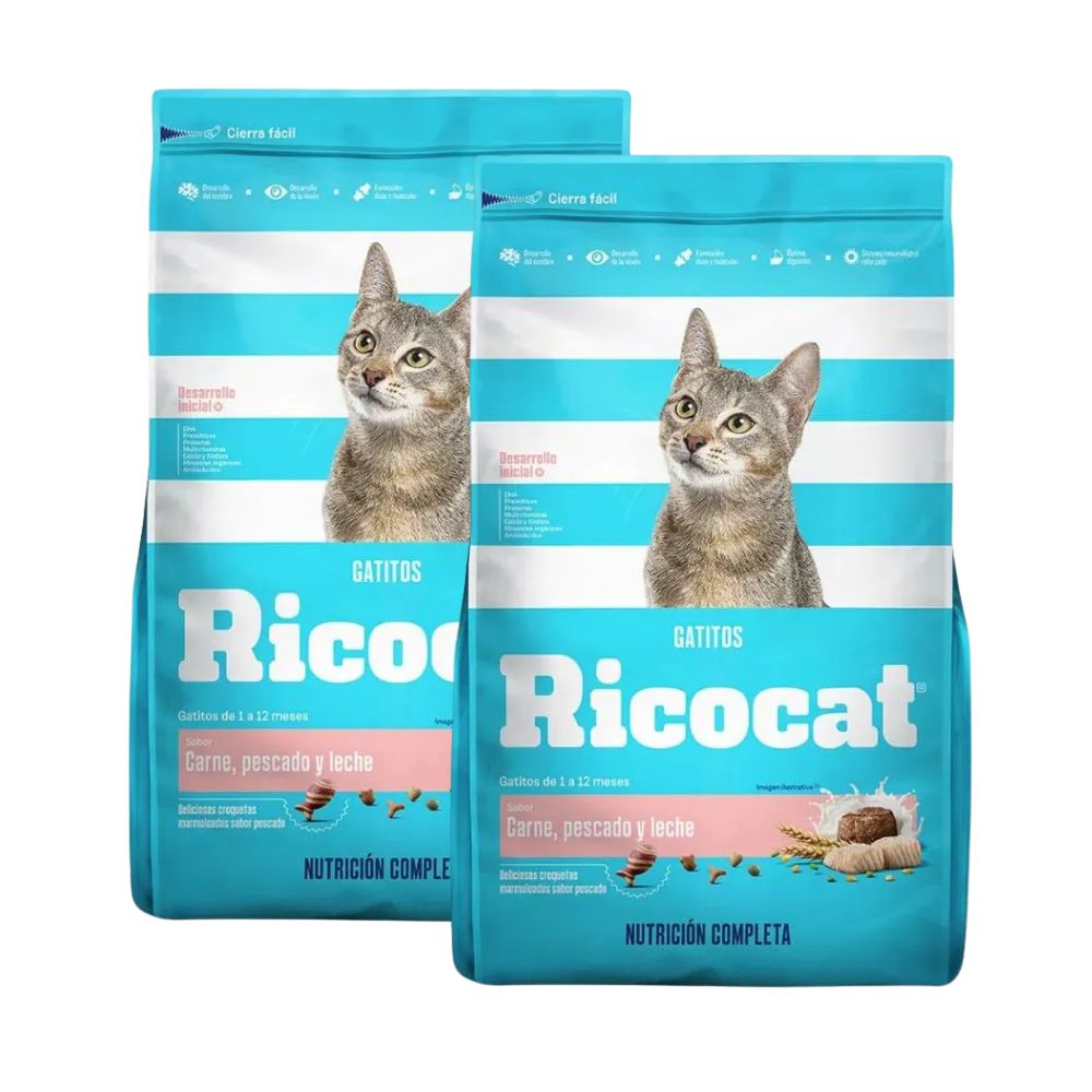 Comida para Gatitos RICOCAT Carne, Pescado y Leche Bolsa 15k