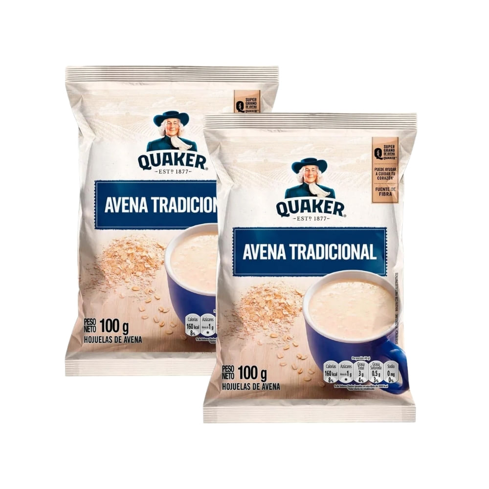 Avena QUAKER Tradicional Bolsa 100gr x2u