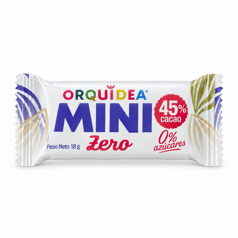 Chocolate Mini ORQUÍDEA 45% Cacao Con Leche Sin Azúcar 18g